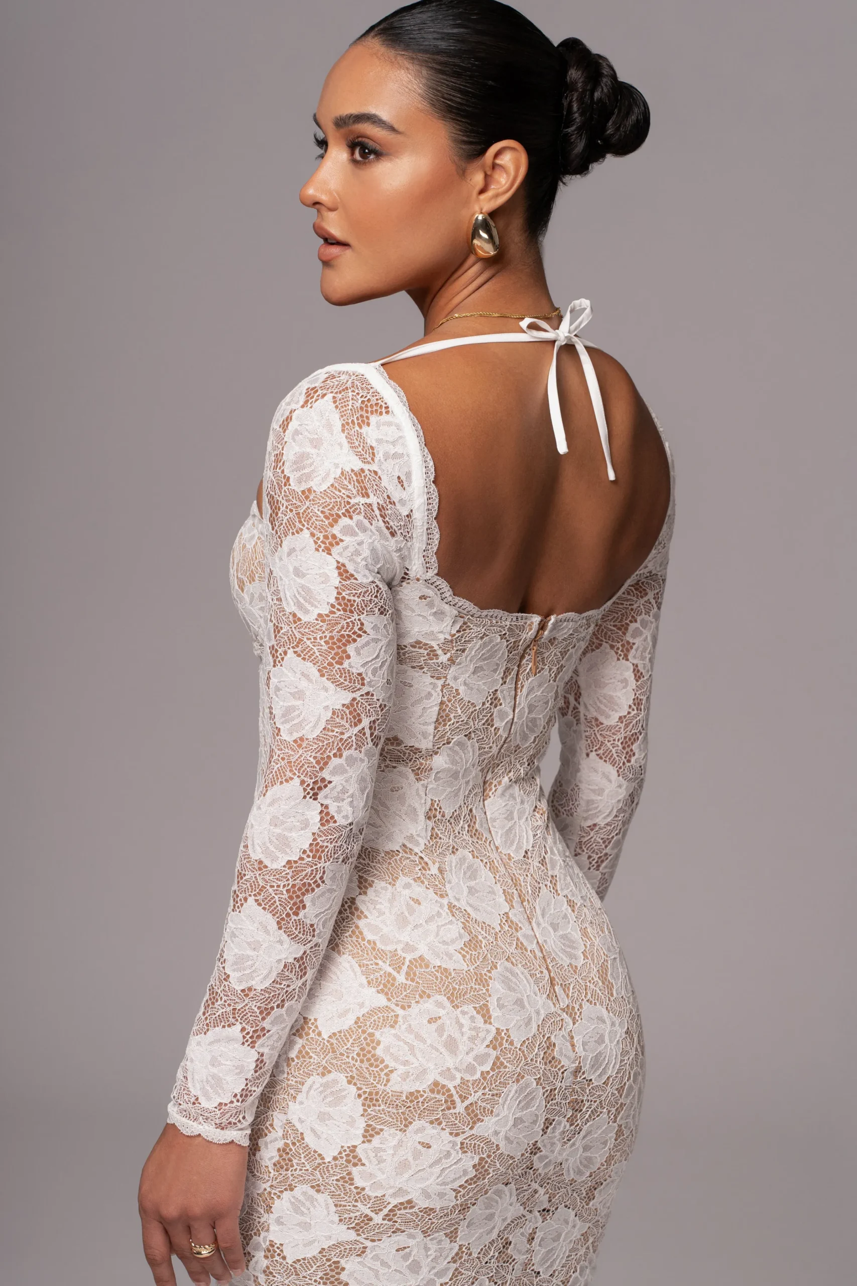 JLUXLABEL Ivory Lace Sweetheart Maxi Dress