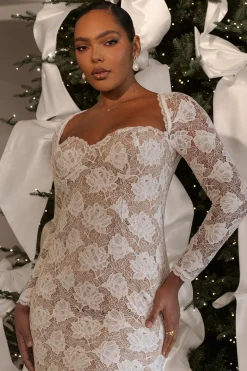 JLUXLABEL Ivory Lace Sweetheart Maxi Dress