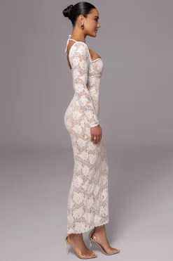 JLUXLABEL Ivory Lace Sweetheart Maxi Dress