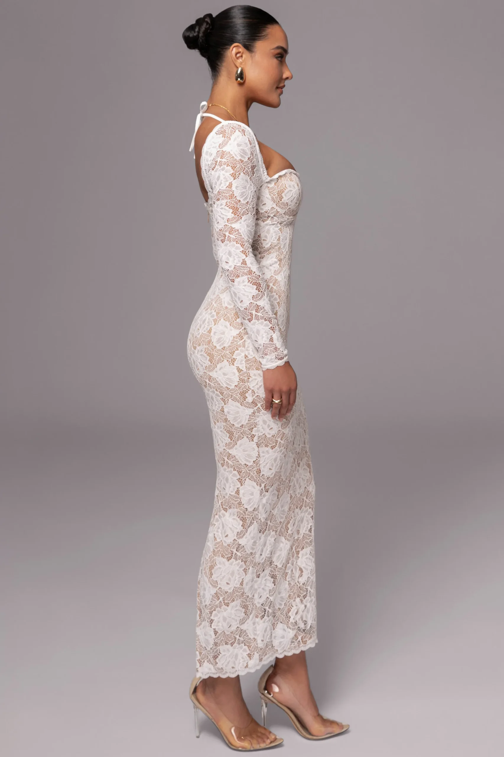 JLUXLABEL Ivory Lace Sweetheart Maxi Dress