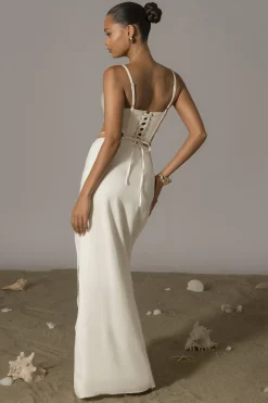 JLUXLABEL Ivory Las Olas Linen Skirt