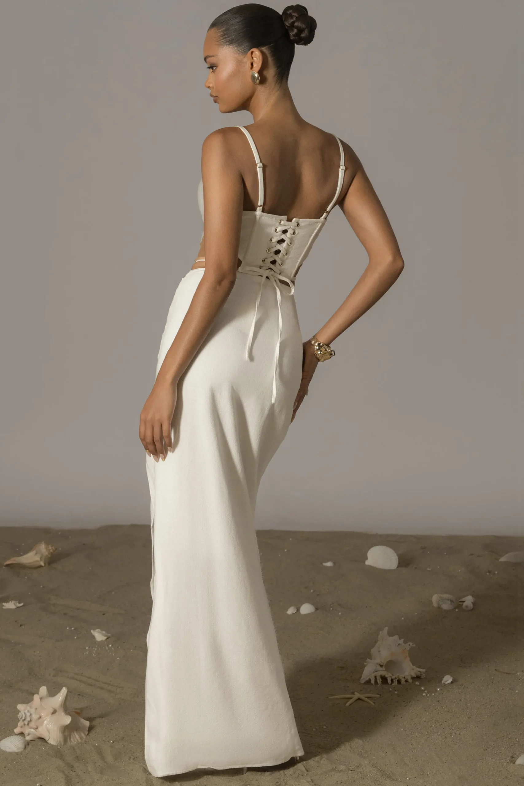 JLUXLABEL Ivory Las Olas Linen Skirt