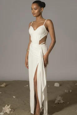 JLUXLABEL Ivory Las Olas Linen Skirt