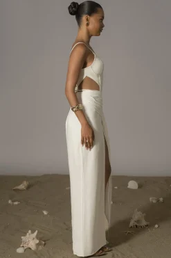 JLUXLABEL Ivory Las Olas Linen Skirt