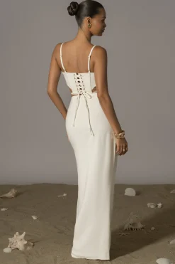 JLUXLABEL Ivory Las Olas Linen Skirt