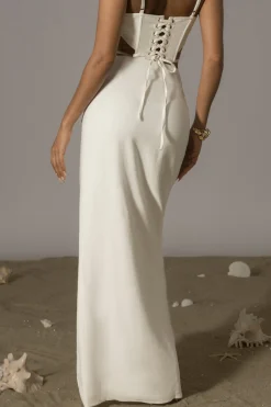 JLUXLABEL Ivory Las Olas Linen Skirt