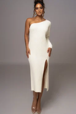 JLUXLABEL Ivory Long Knit Sweater Dress