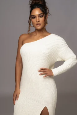 JLUXLABEL Ivory Long Knit Sweater Dress