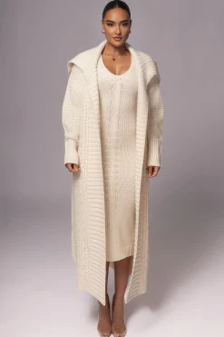 JLUXLABEL Ivory Malinda Sweater Knit Cardigan