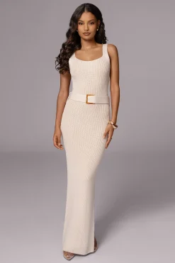 JLUXLABEL Ivory Moonrise Ribbed Maxi Dress