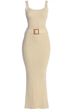 JLUXLABEL Ivory Moonrise Ribbed Maxi Dress