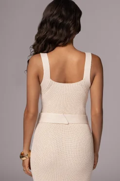 JLUXLABEL Ivory Moonrise Ribbed Maxi Dress