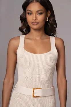 JLUXLABEL Ivory Moonrise Ribbed Maxi Dress