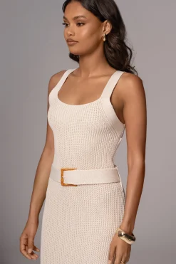 JLUXLABEL Ivory Moonrise Ribbed Maxi Dress
