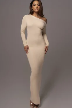 JLUXLABEL Ivory Night Shimmers Asymmetrical Maxi Dress