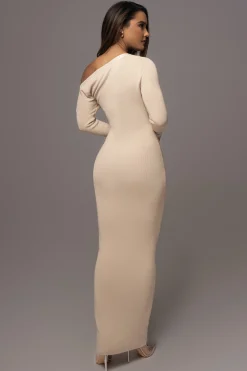 JLUXLABEL Ivory Night Shimmers Asymmetrical Maxi Dress