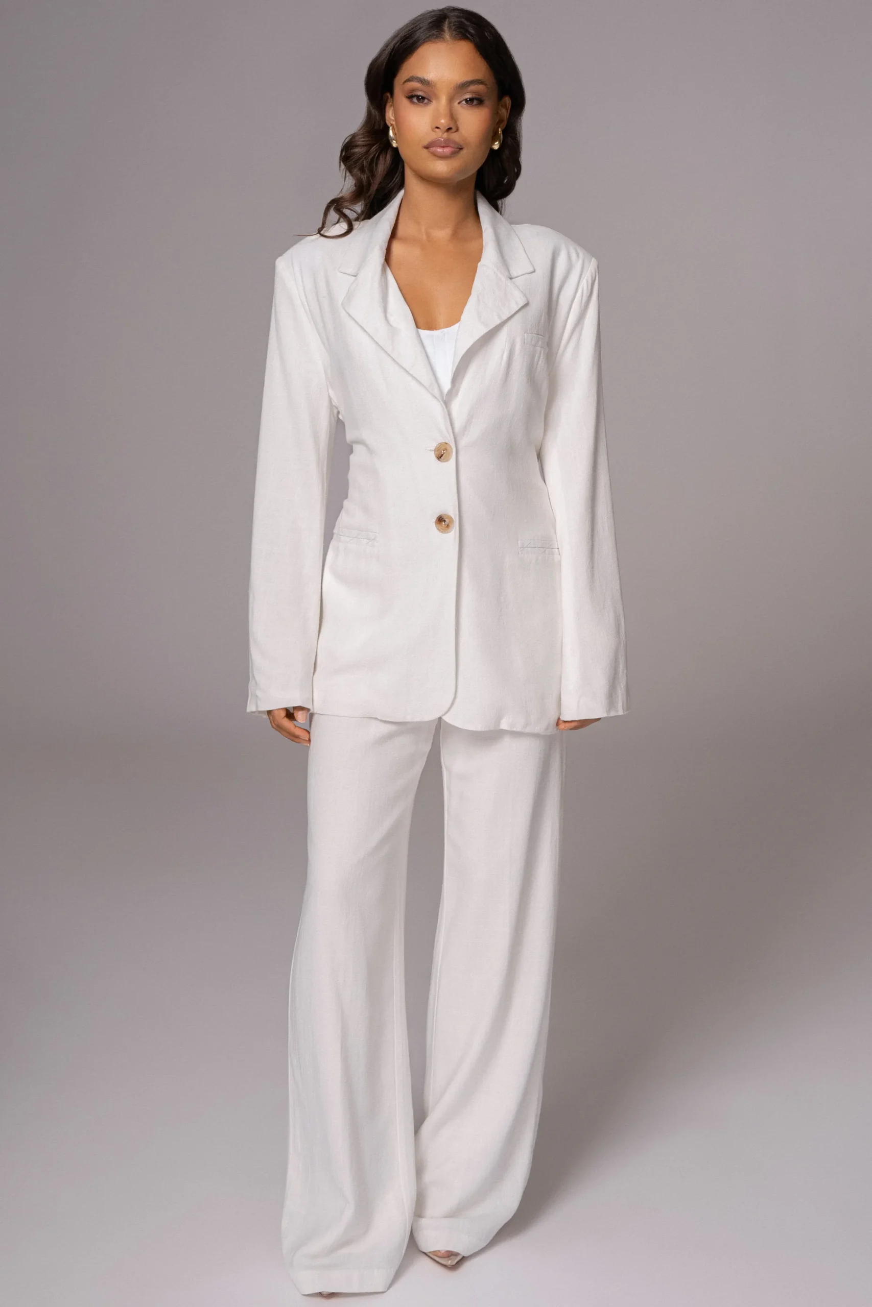 JLUXLABEL Ivory Ocean Breeze Linen Blazer