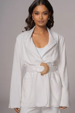 JLUXLABEL Ivory Ocean Breeze Linen Blazer