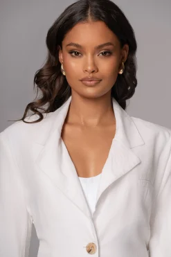 JLUXLABEL Ivory Ocean Breeze Linen Blazer