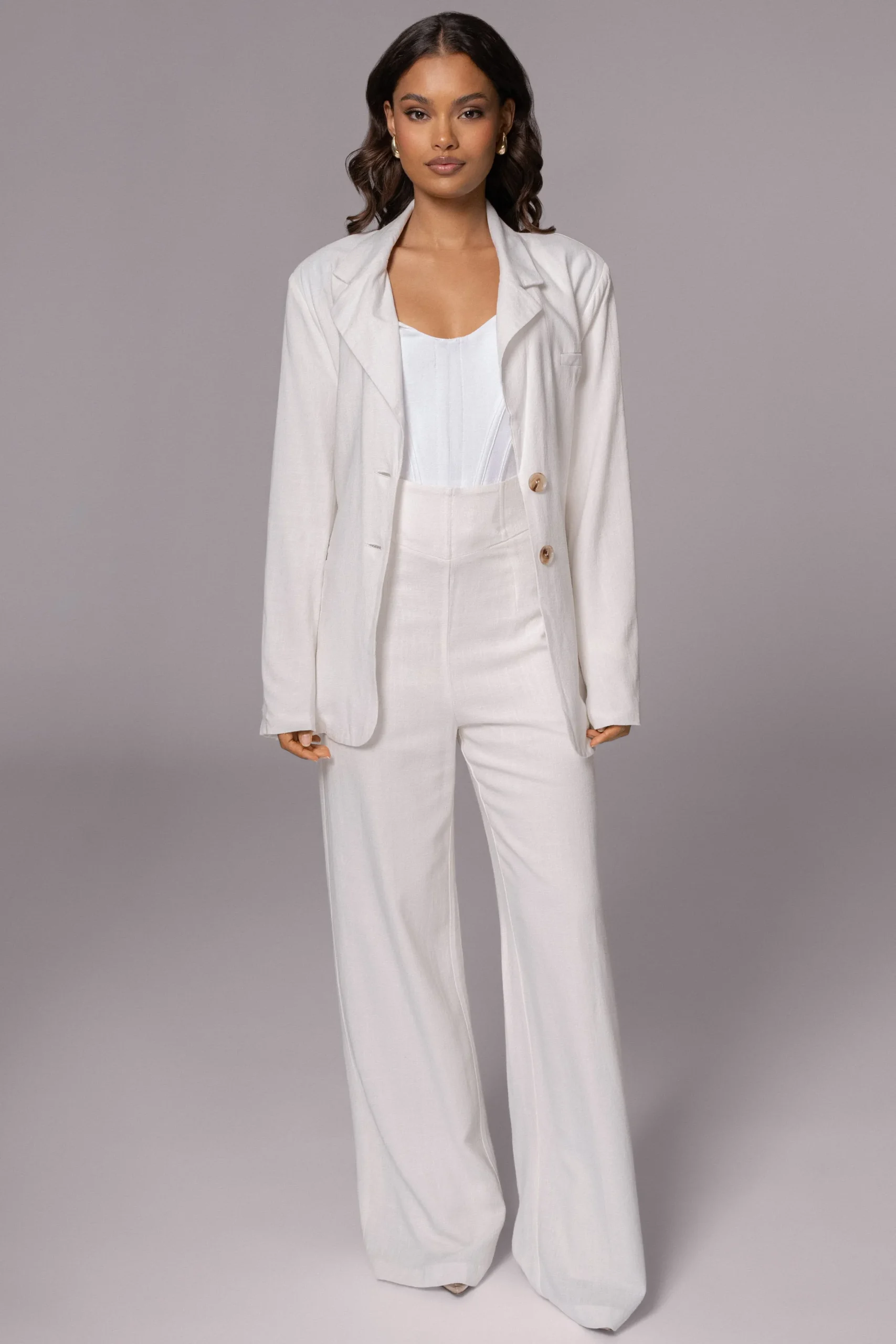 JLUXLABEL Ivory Ocean Breeze Linen Blazer