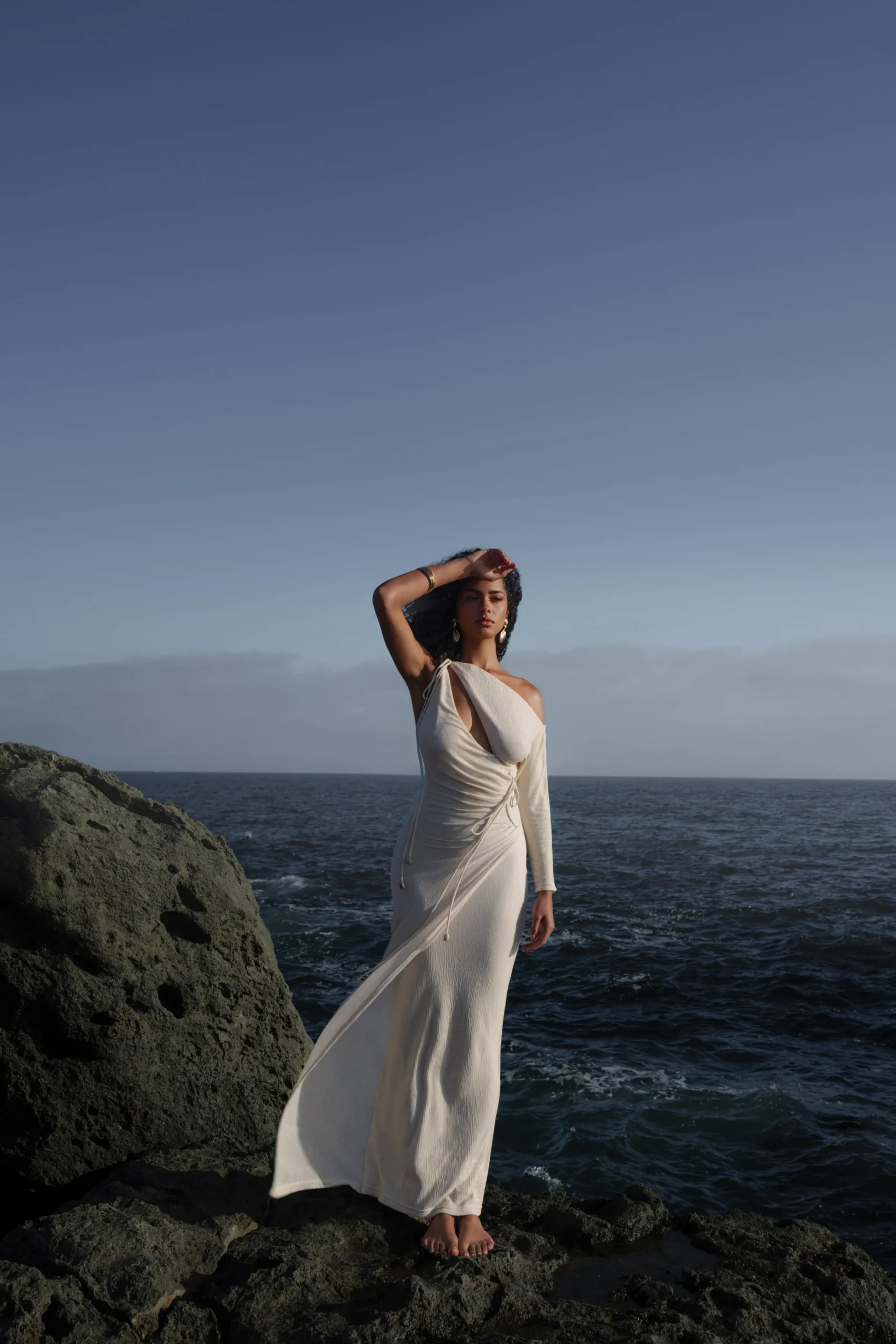 JLUXLABEL Ivory Odelia Crinkled Maxi Dress