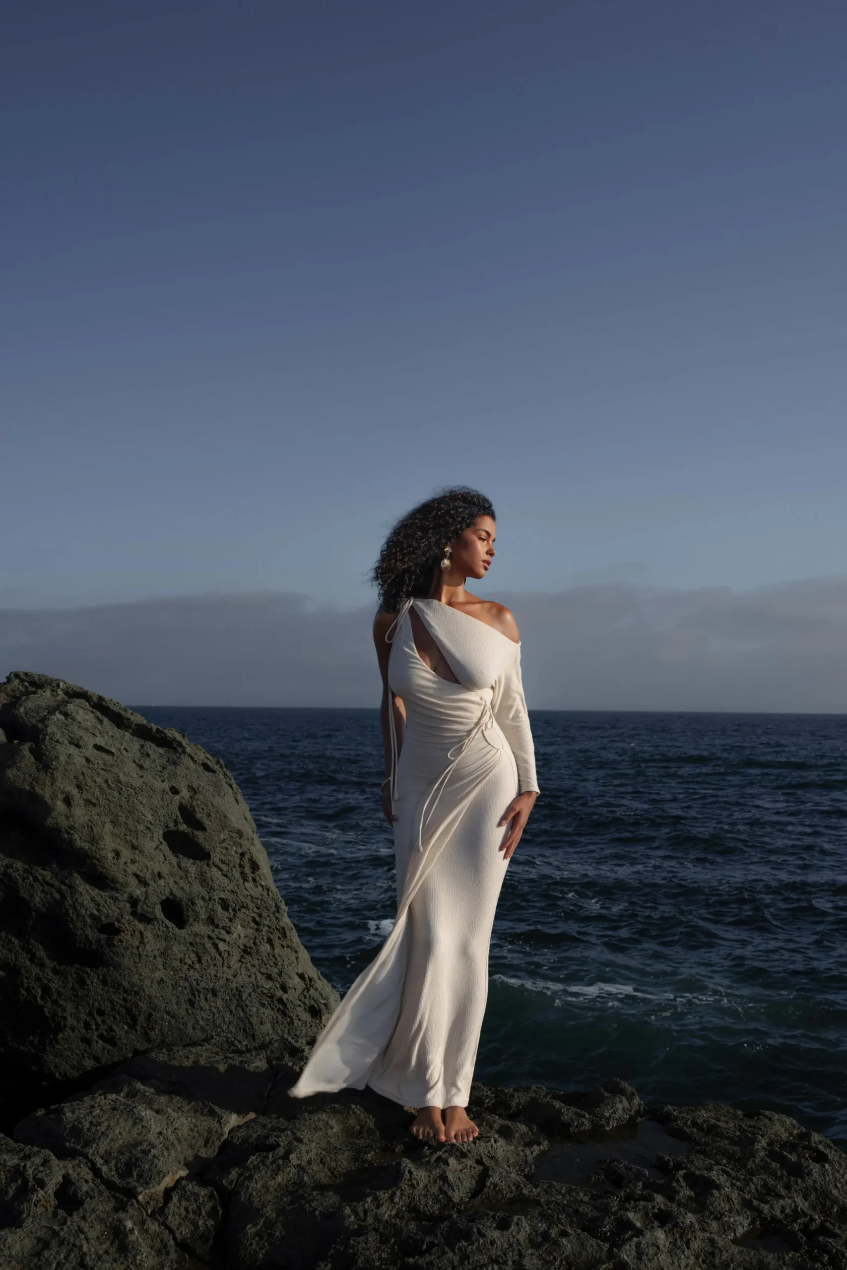 JLUXLABEL Ivory Odelia Crinkled Maxi Dress