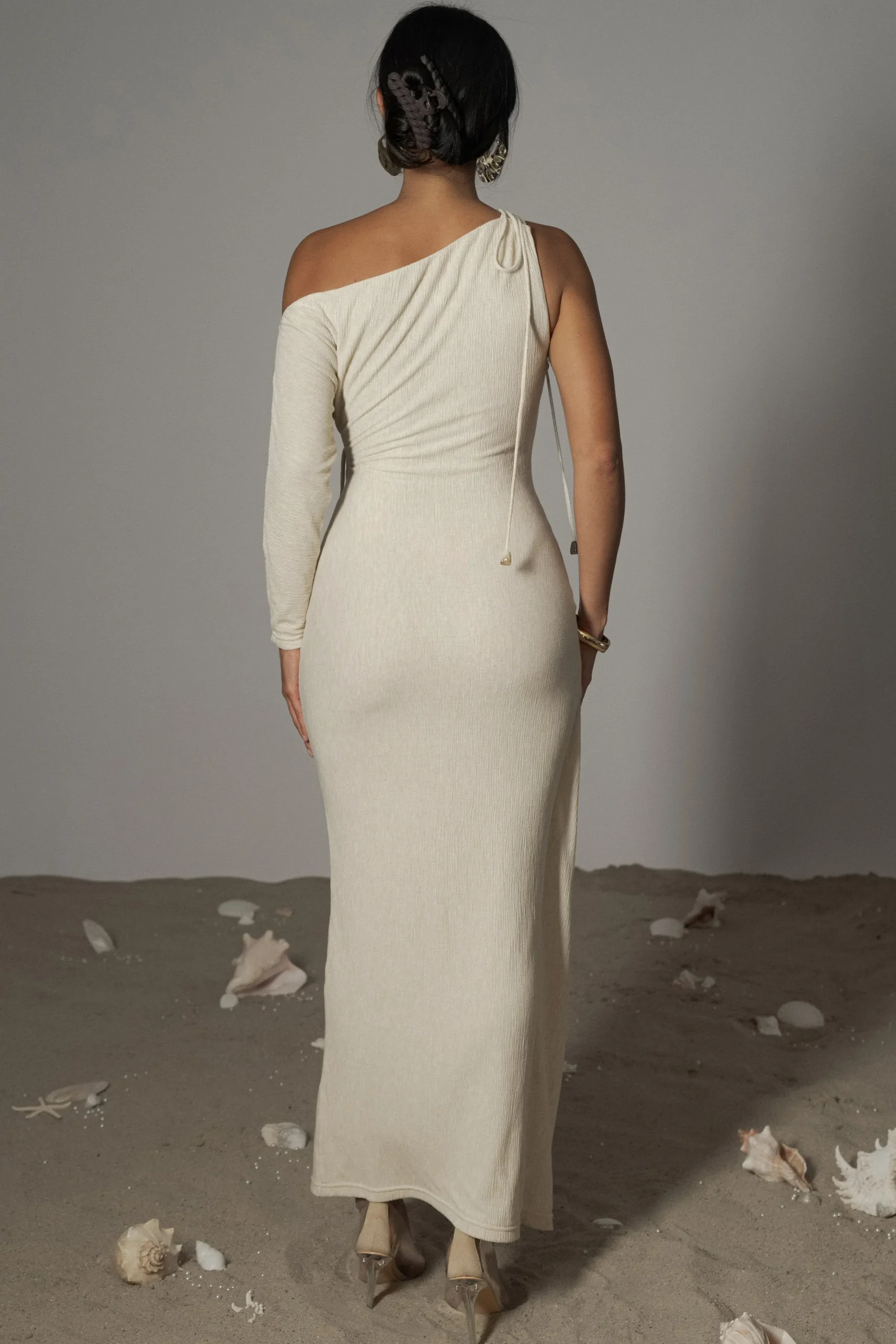 JLUXLABEL Ivory Odelia Crinkled Maxi Dress