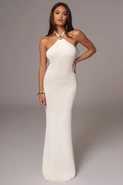 JLUXLABEL Ivory Overseas Halter Maxi Dress