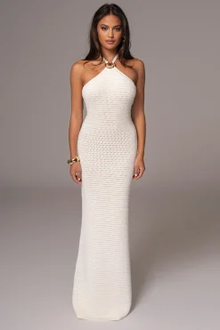 JLUXLABEL Ivory Overseas Halter Maxi Dress