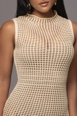 JLUXLABEL Ivory Pacific Tides Crochet Maxi Dress