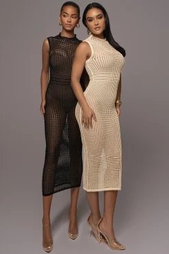 JLUXLABEL Ivory Pacific Tides Crochet Maxi Dress