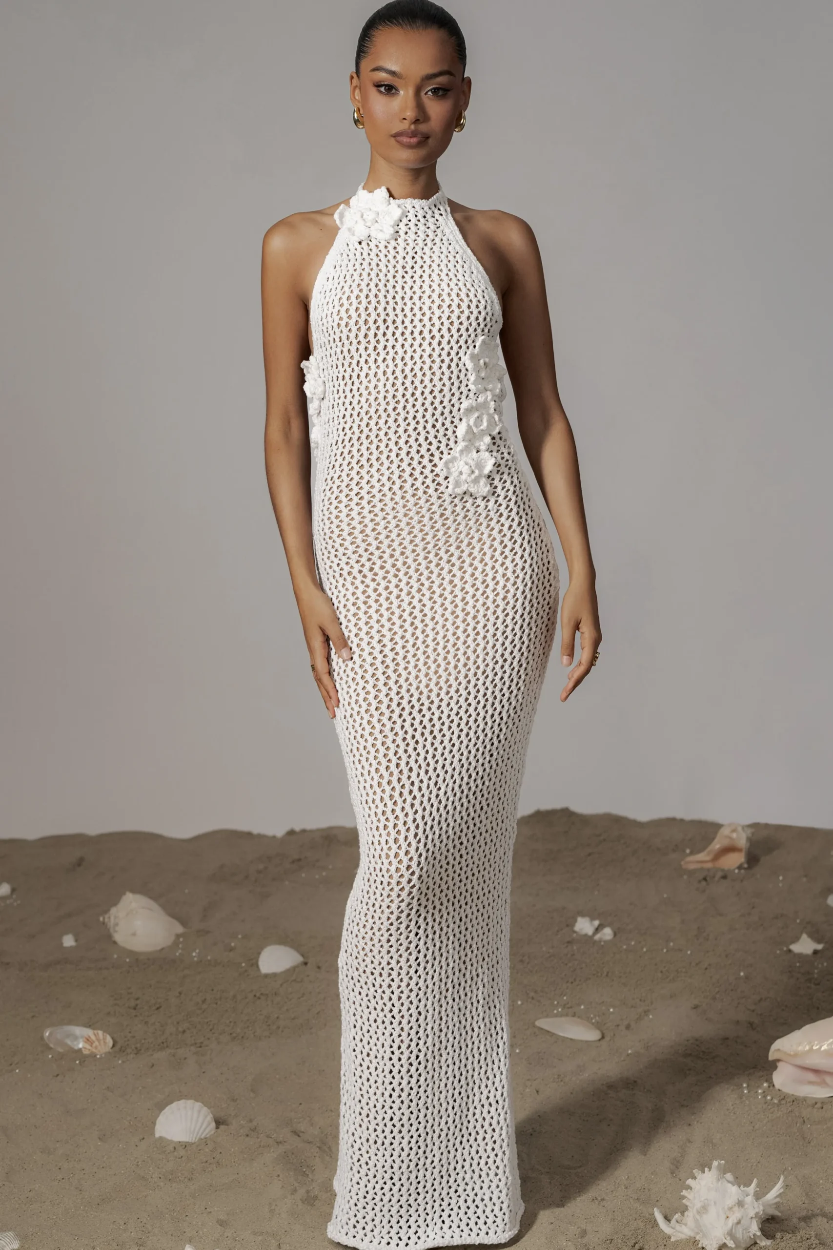 JLUXLABEL Ivory Paradise Crochet Maxi Dress