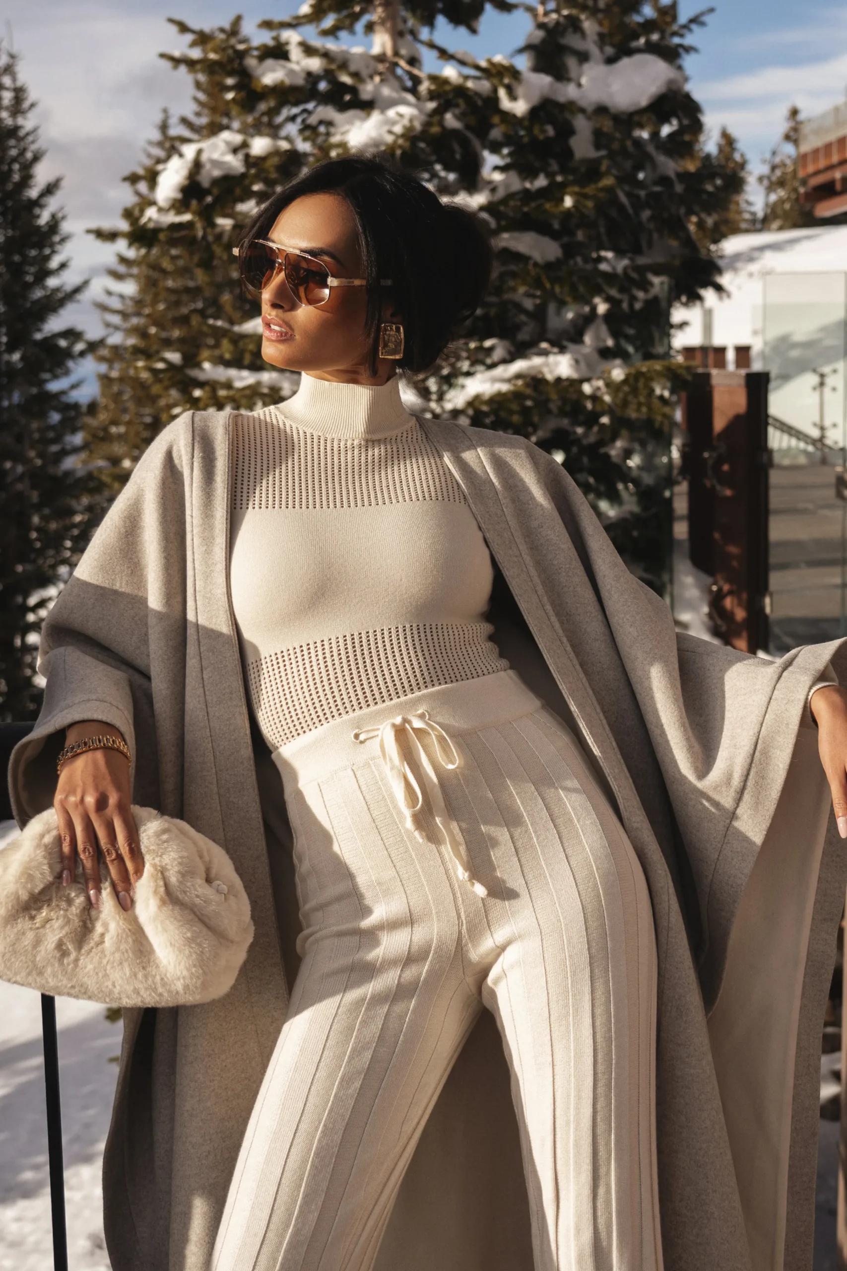 JLUXLABEL Ivory Park City Reversible Shawl