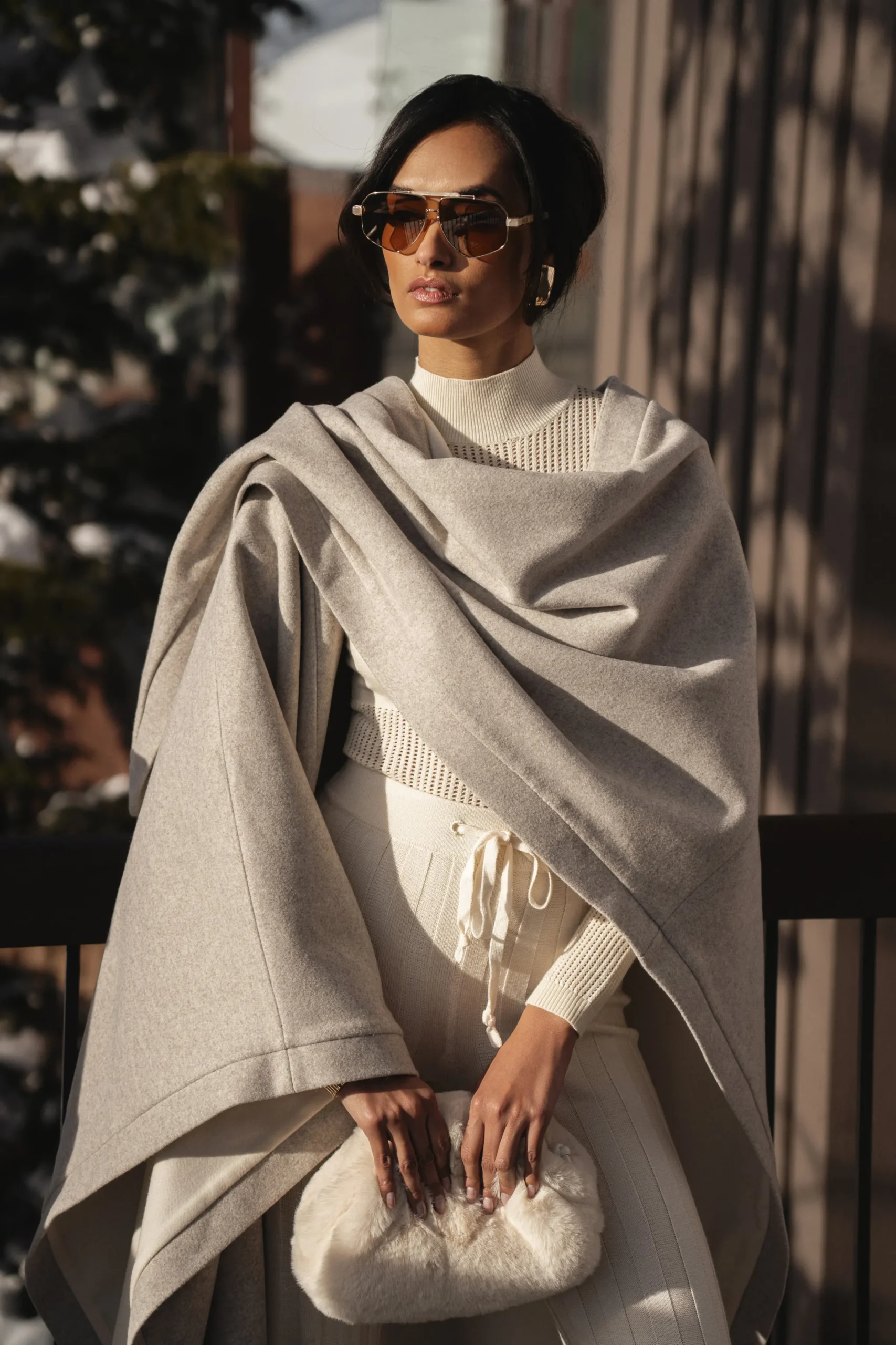JLUXLABEL Ivory Park City Reversible Shawl