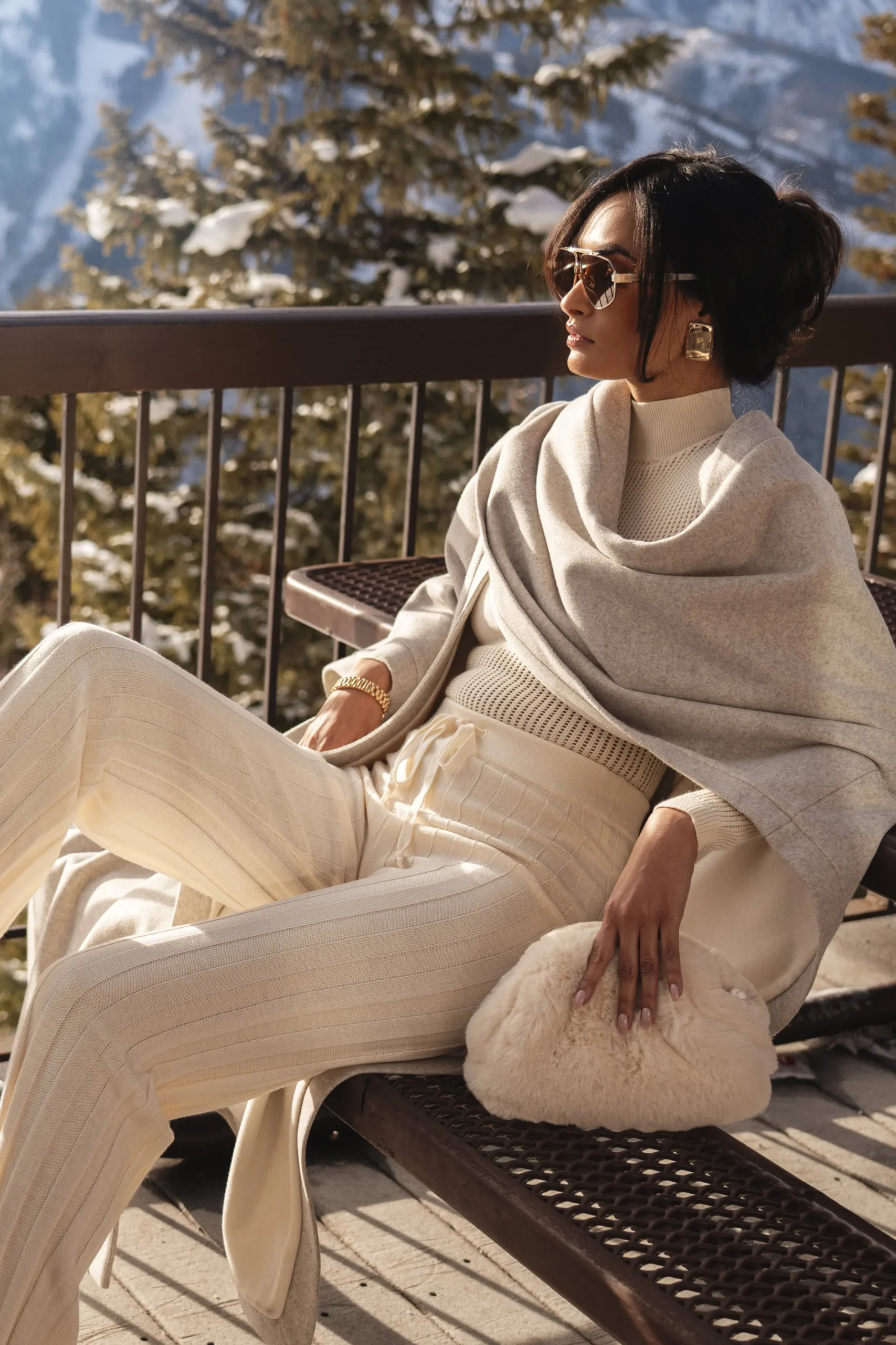 JLUXLABEL Ivory Park City Reversible Shawl