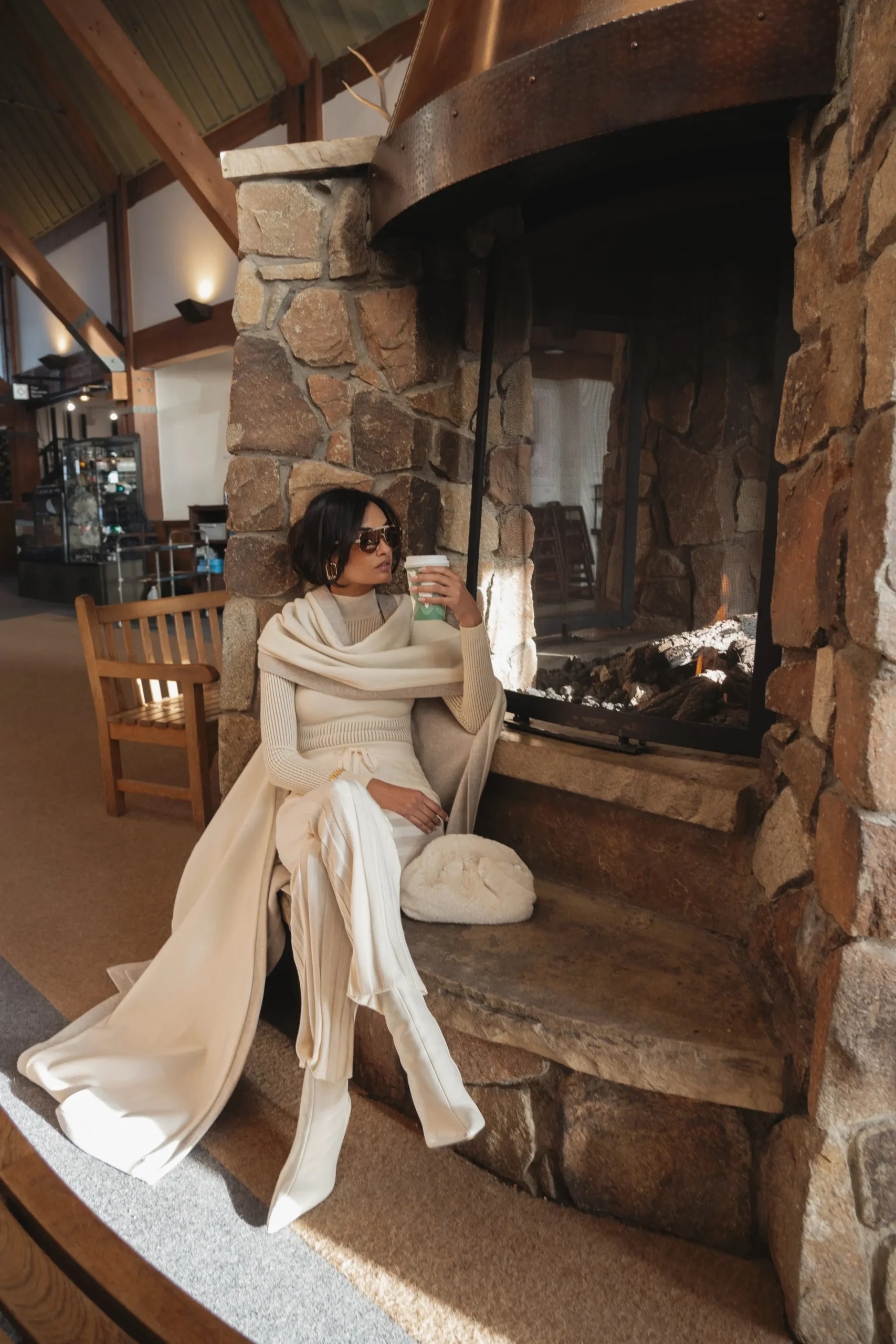 JLUXLABEL Ivory Park City Reversible Shawl