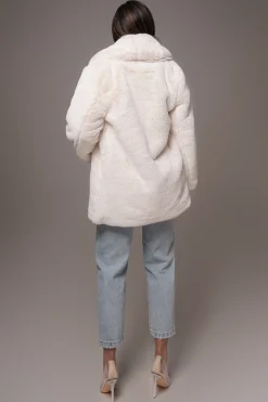 JLUXLABEL Ivory Refined Faux Fur Oversized Coat