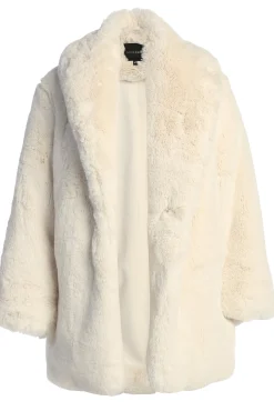 JLUXLABEL Ivory Refined Faux Fur Oversized Coat