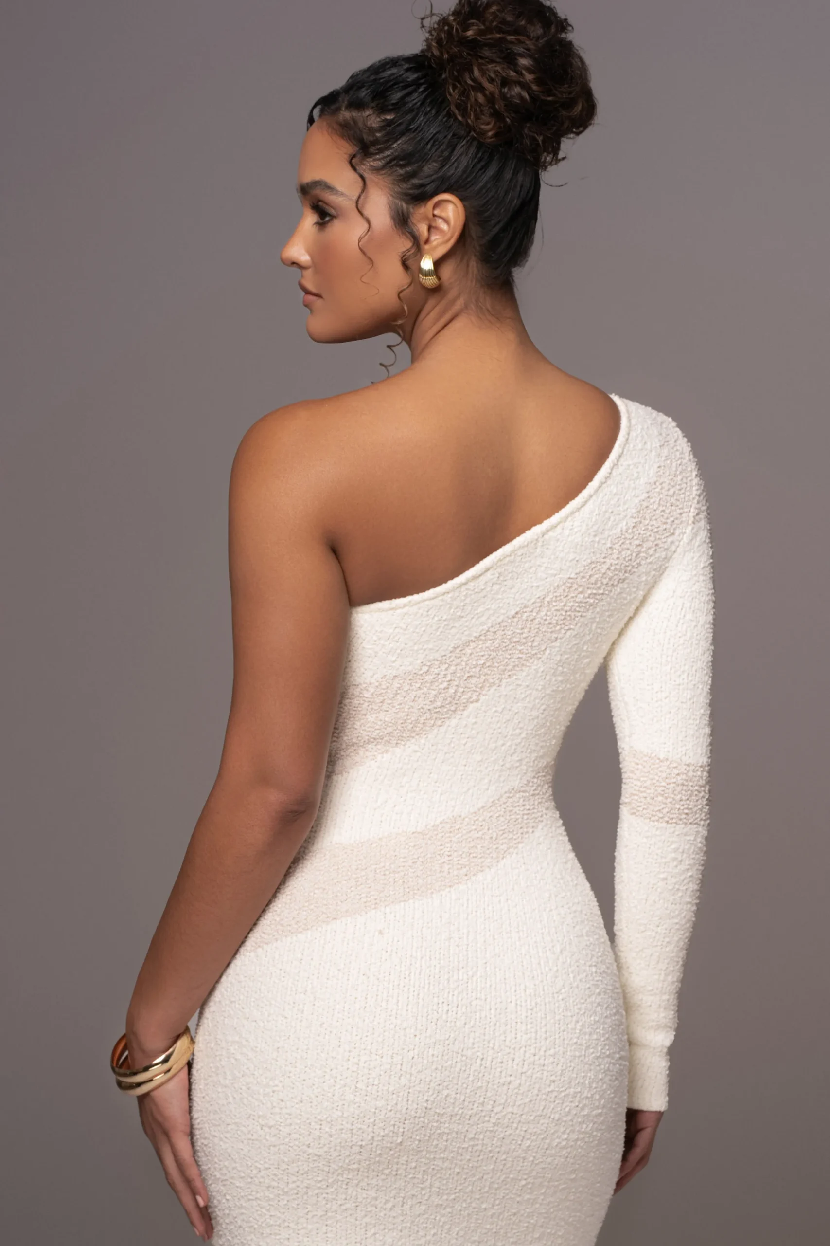 JLUXLABEL Ivory Sandra Knit Midi Dress