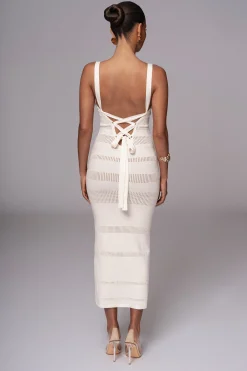 JLUXLABEL Ivory Sandy Shores Knit Midi Dress