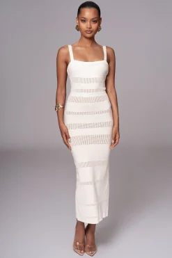 JLUXLABEL Ivory Sandy Shores Knit Midi Dress