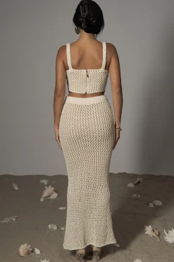 JLUXLABEL Ivory Sea Depths Maxi Skirt