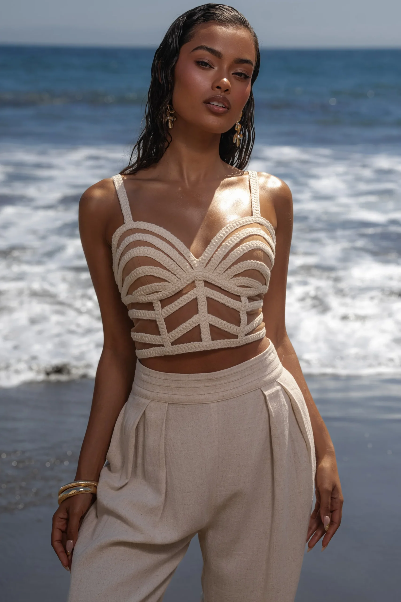 JLUXLABEL Ivory Serenity Bay Top