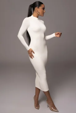 JLUXLABEL Ivory Shaye Mock Neck Dress