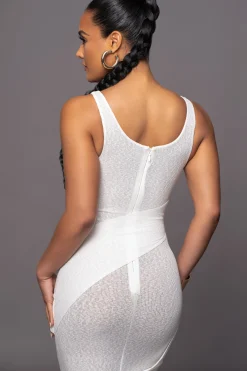 JLUXLABEL Ivory Shift Of Feelings Midi Dress