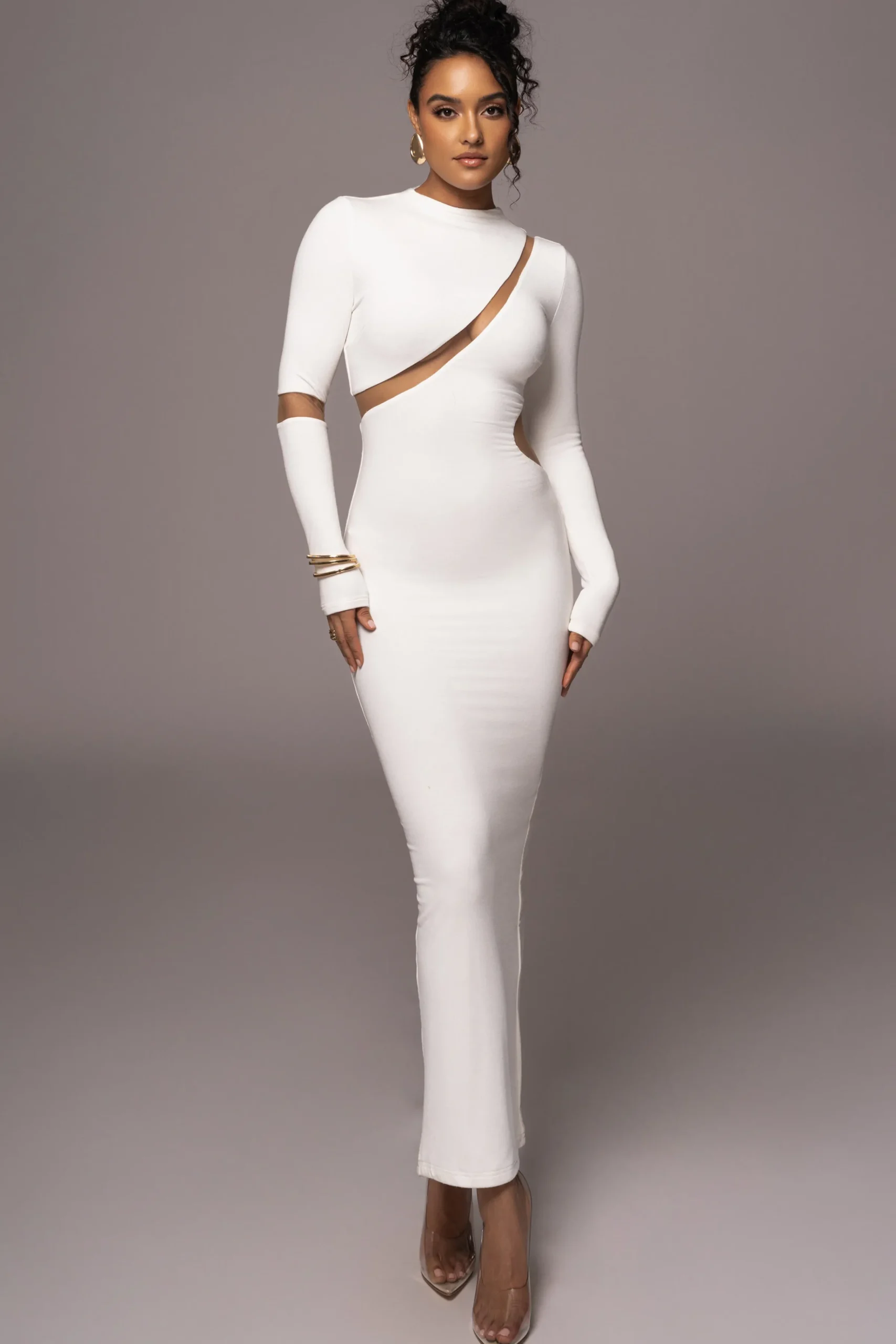 JLUXLABEL Ivory Show Stopper High Neck Dress