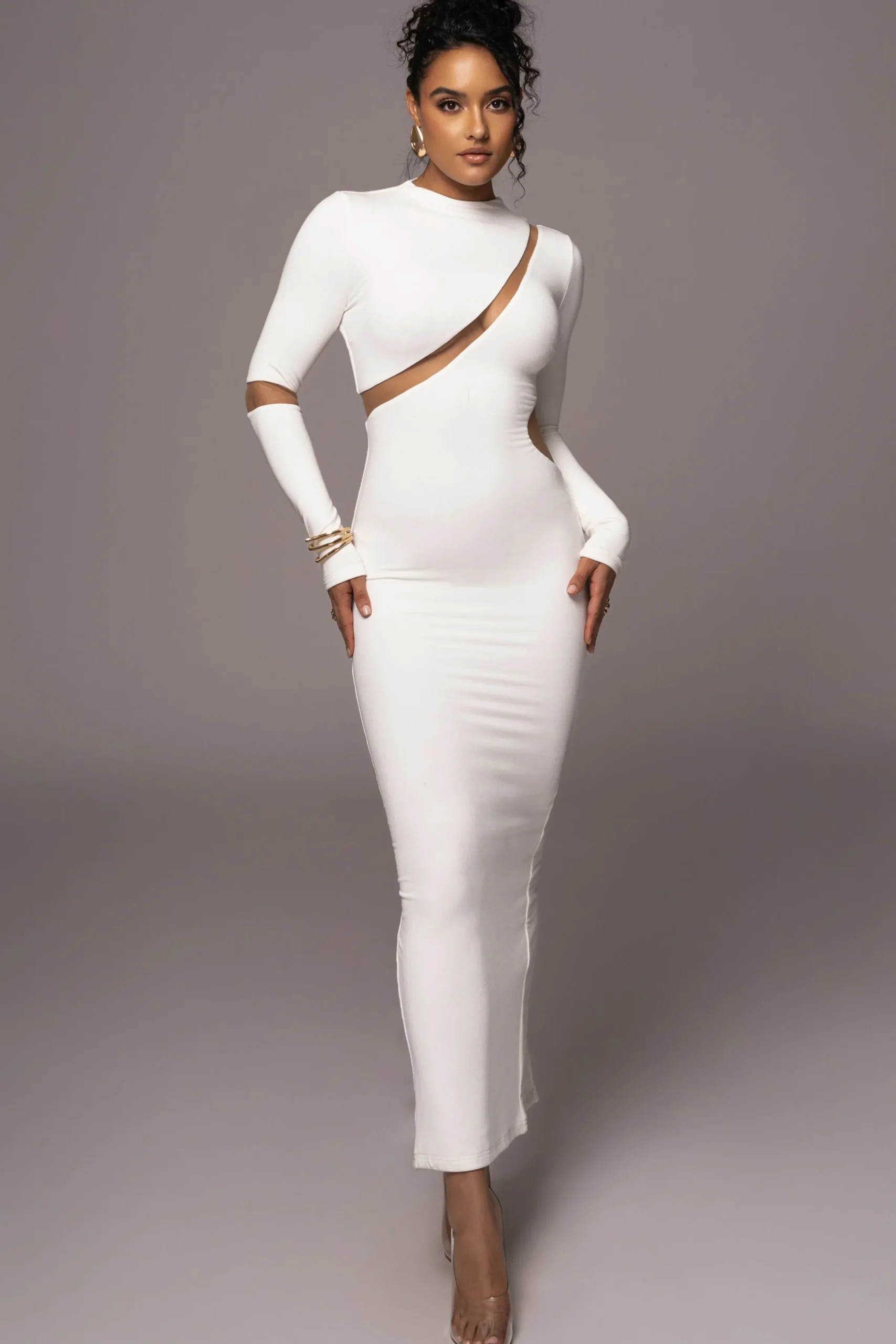 JLUXLABEL Ivory Show Stopper High Neck Dress