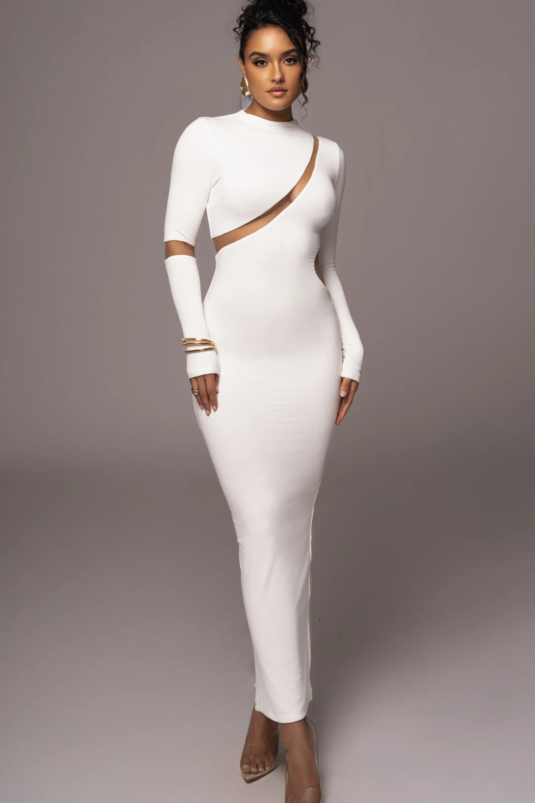 JLUXLABEL Ivory Show Stopper High Neck Dress