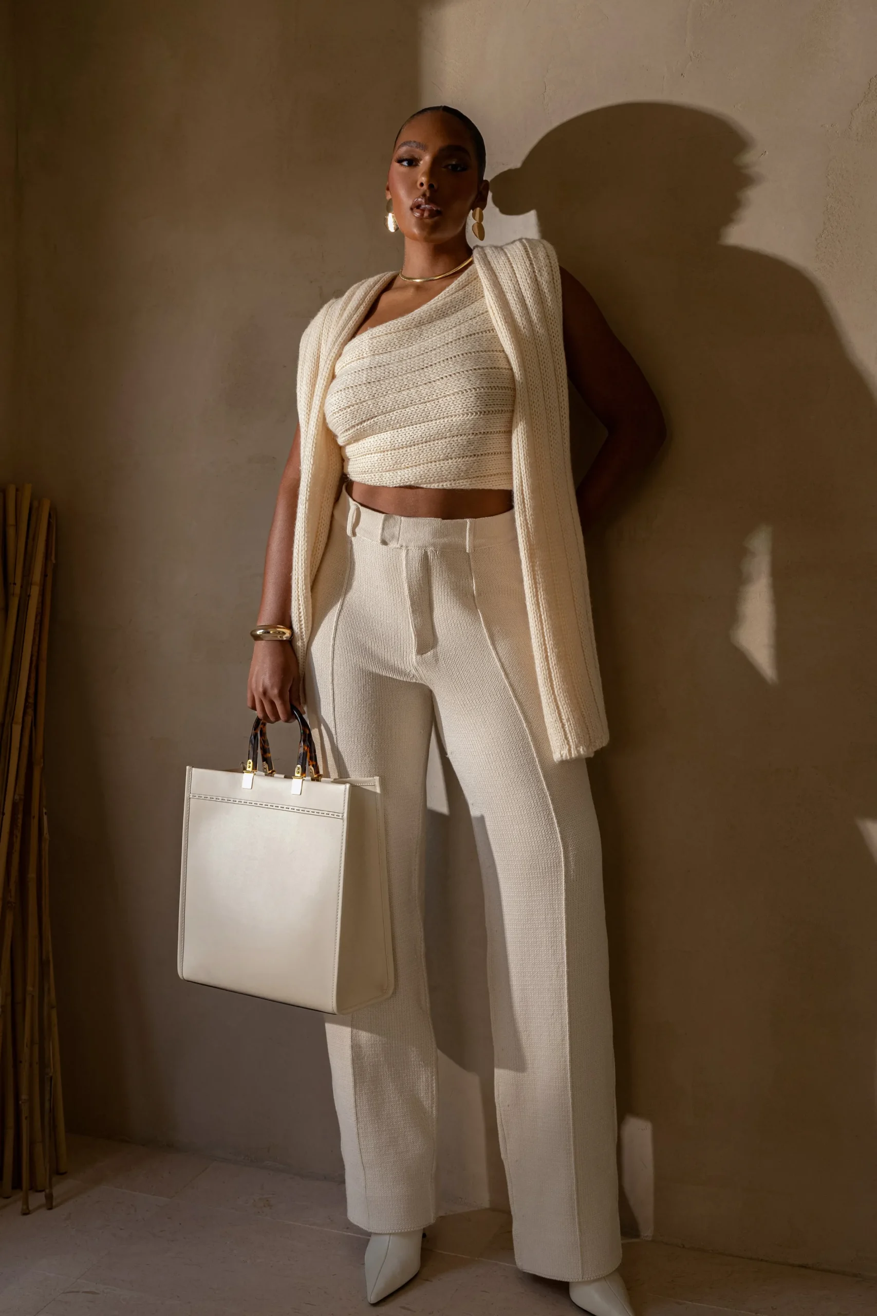 JLUXLABEL Ivory Soft Life Cable Knit Sweater Top