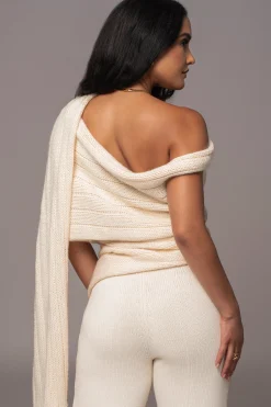 JLUXLABEL Ivory Soft Life Cable Knit Sweater Top